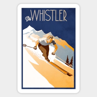 Retro vintage ski Whistler poster Sticker